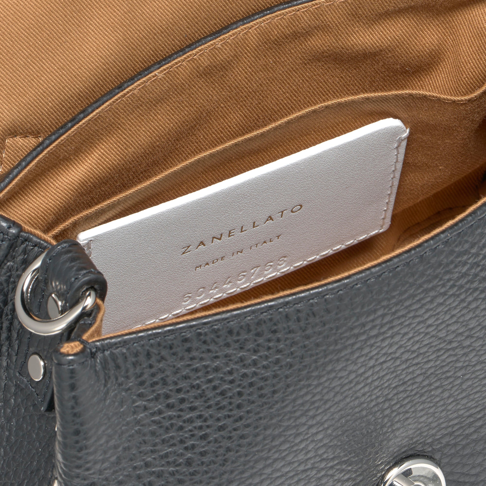 Zanellato Postina® borsa Baby nera in pelle martellata