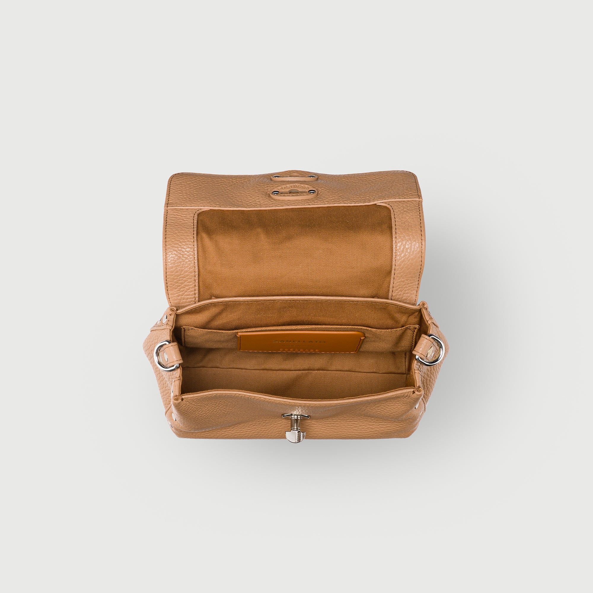 Zanellato Postina® S Baby borsa marrone pelle martellata