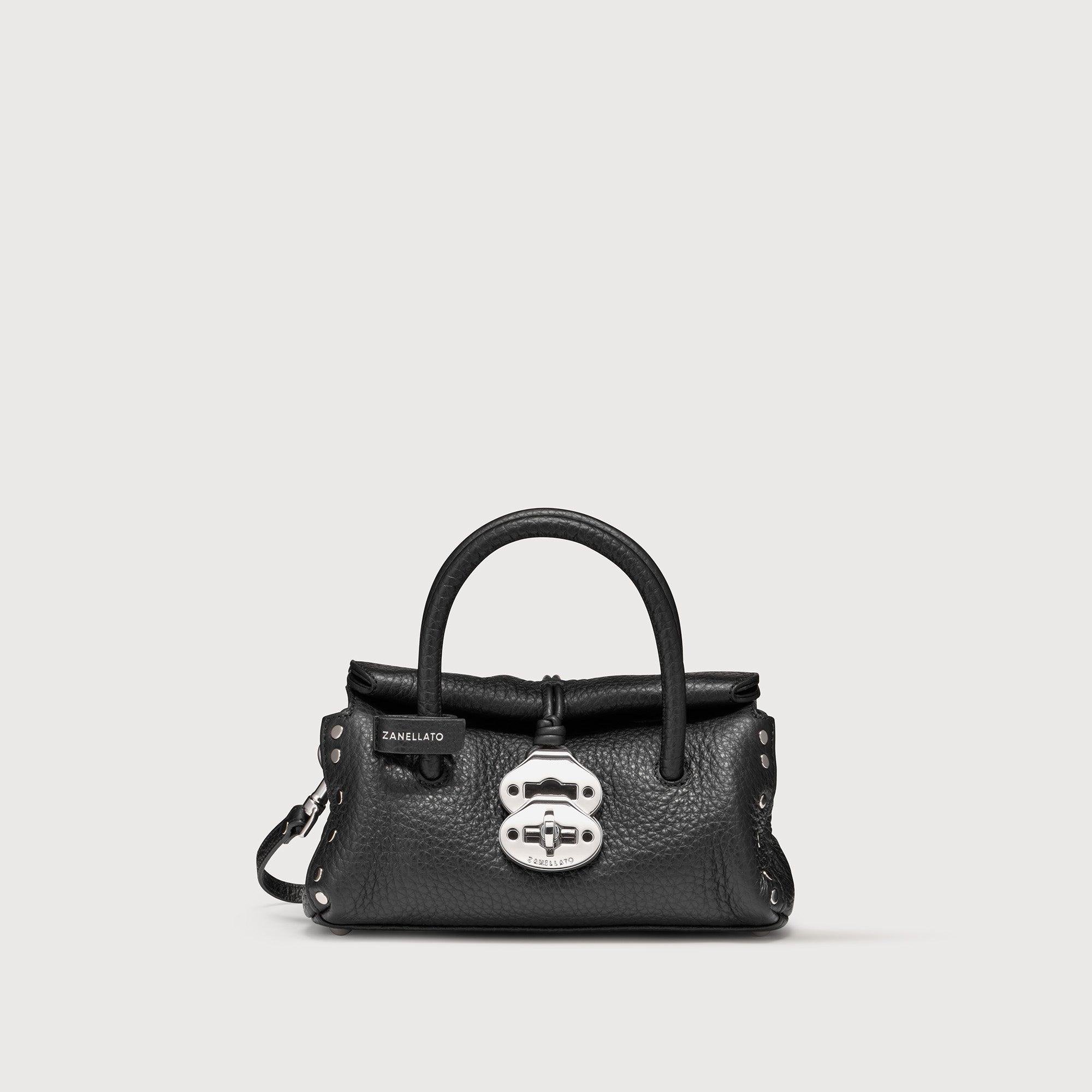 Zanellato Dotta® Baby borsa a mano nera pelle martellata