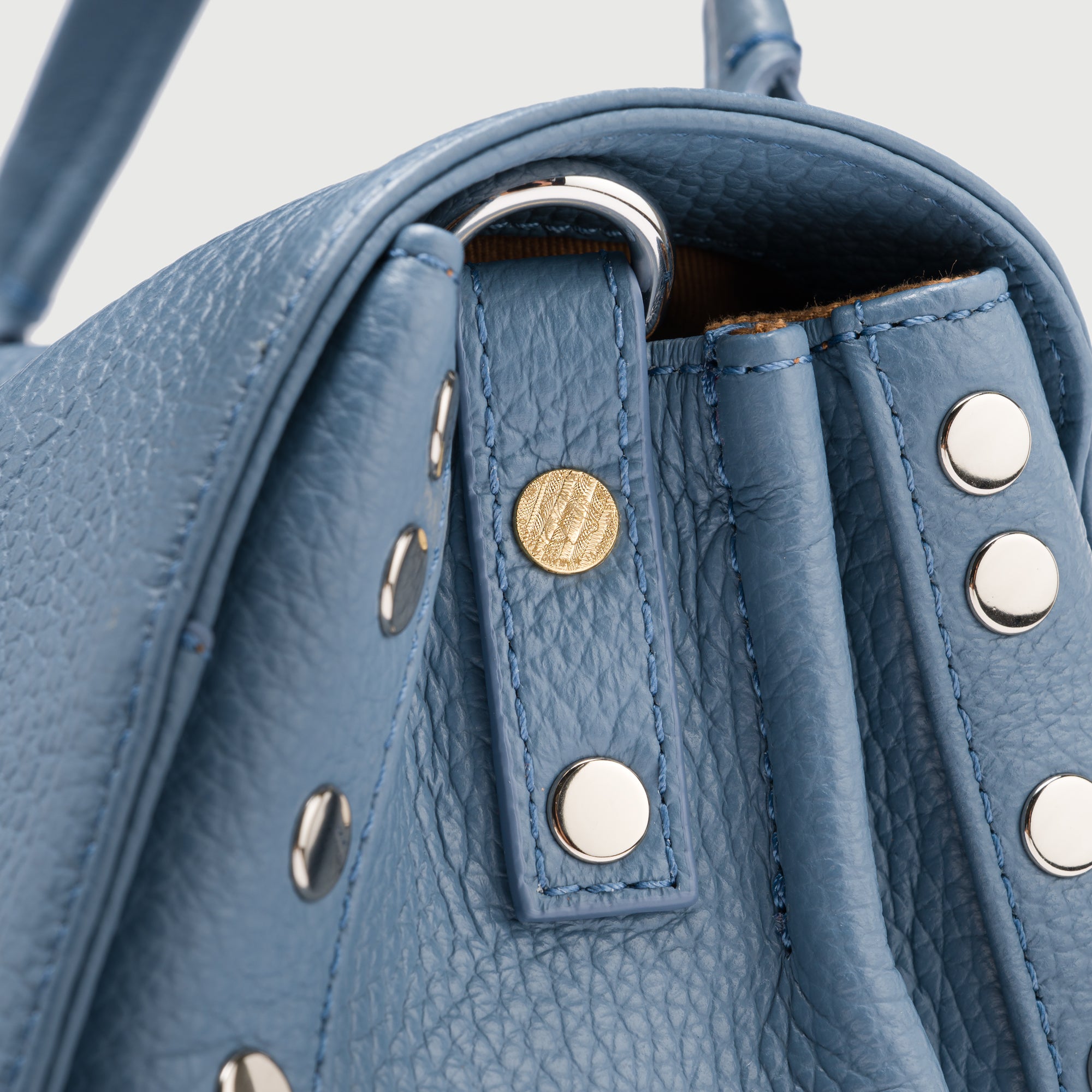 Zanellato Postina® M borsa blu Sambuco Notturno in pelle martellata