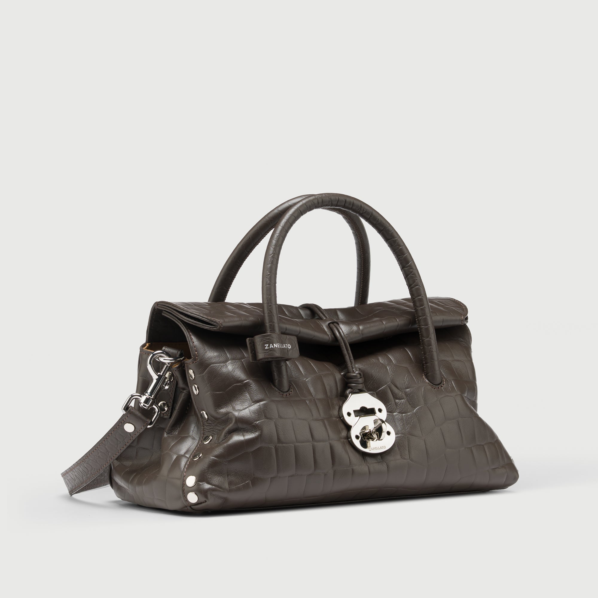 Zanellato Dotta® S borsa Brown Espresso in pelle stampata