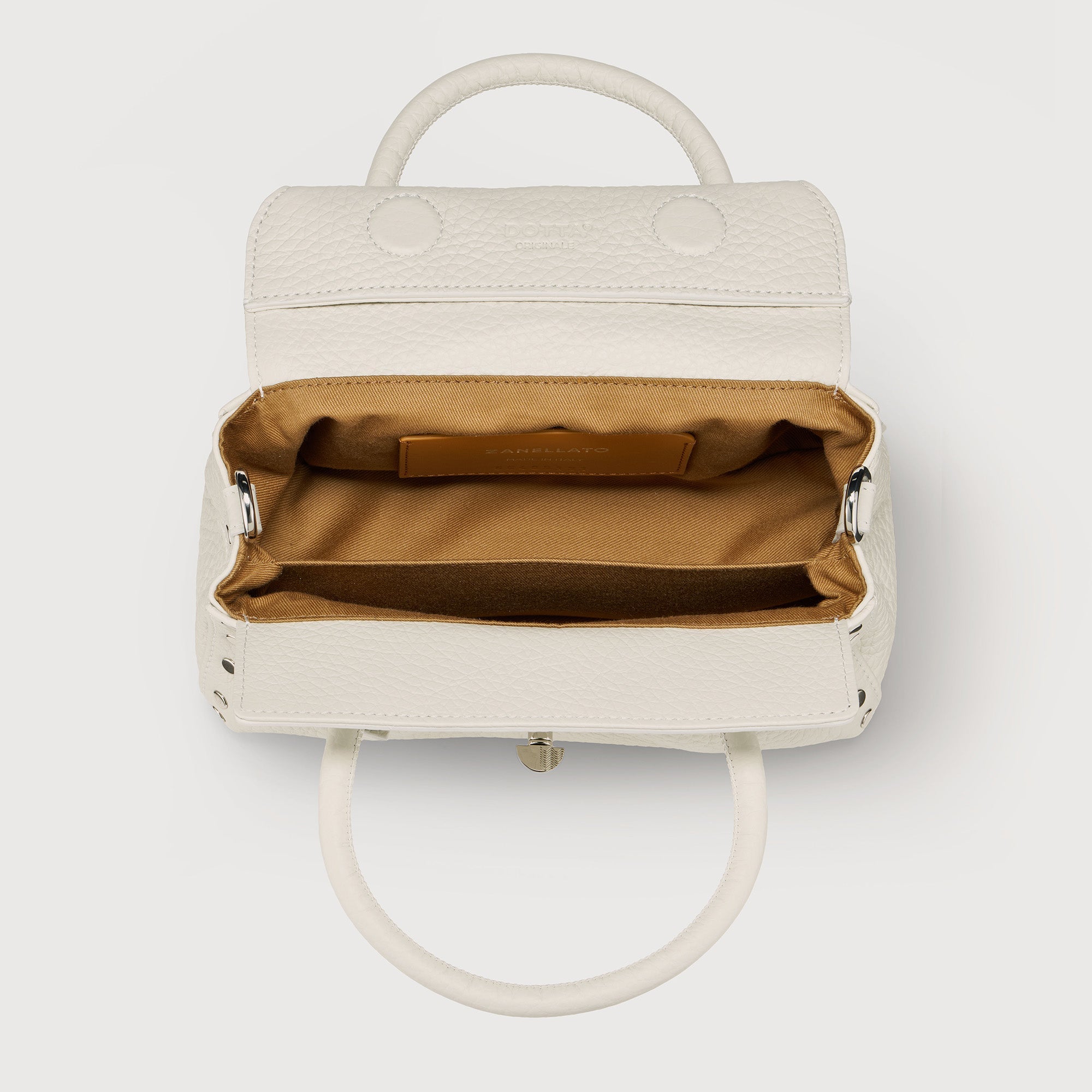 Zanellato Dotta® Baby in White D'Alba borsa in pelle martellata