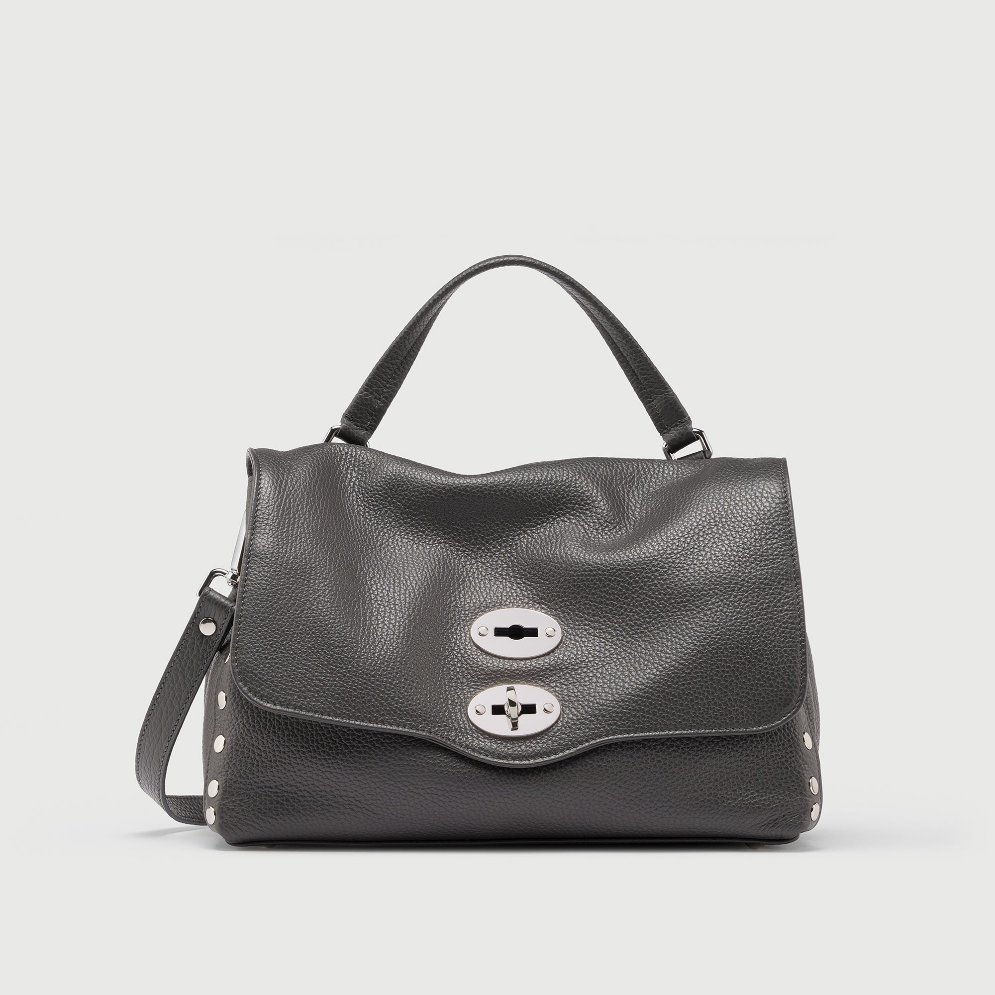 Zanellato Postina® S borsa grigio vulcano in pelle martellata