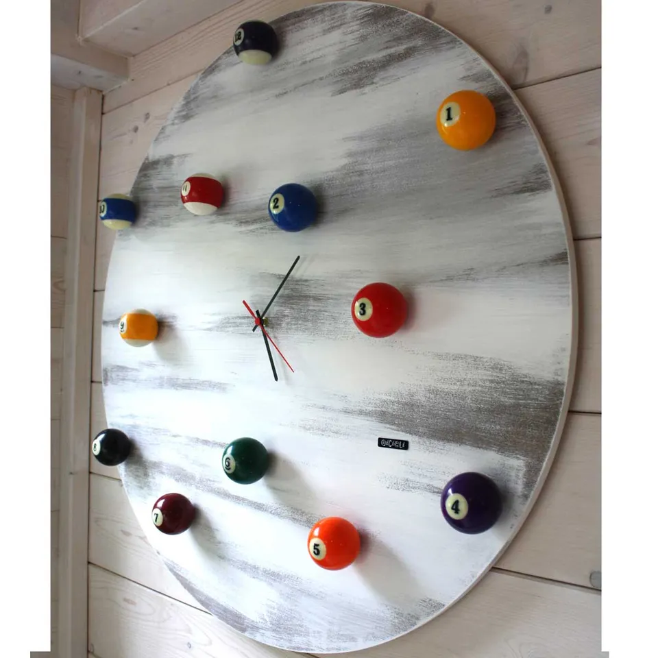 Ricicli Design Casa Orologio Biliardo a casa di Tania MESTRE orologio shabby 80 cm