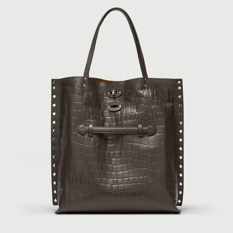 Zanellato A' Spasso® M borsa tote marrone Espresso in pelle stampata
