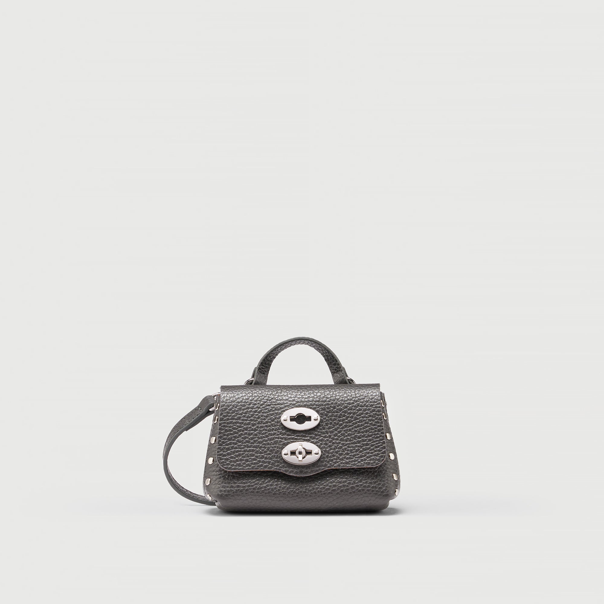 Zanellato Postina® Wallet Mini portafoglio grigio in pelle martellata
