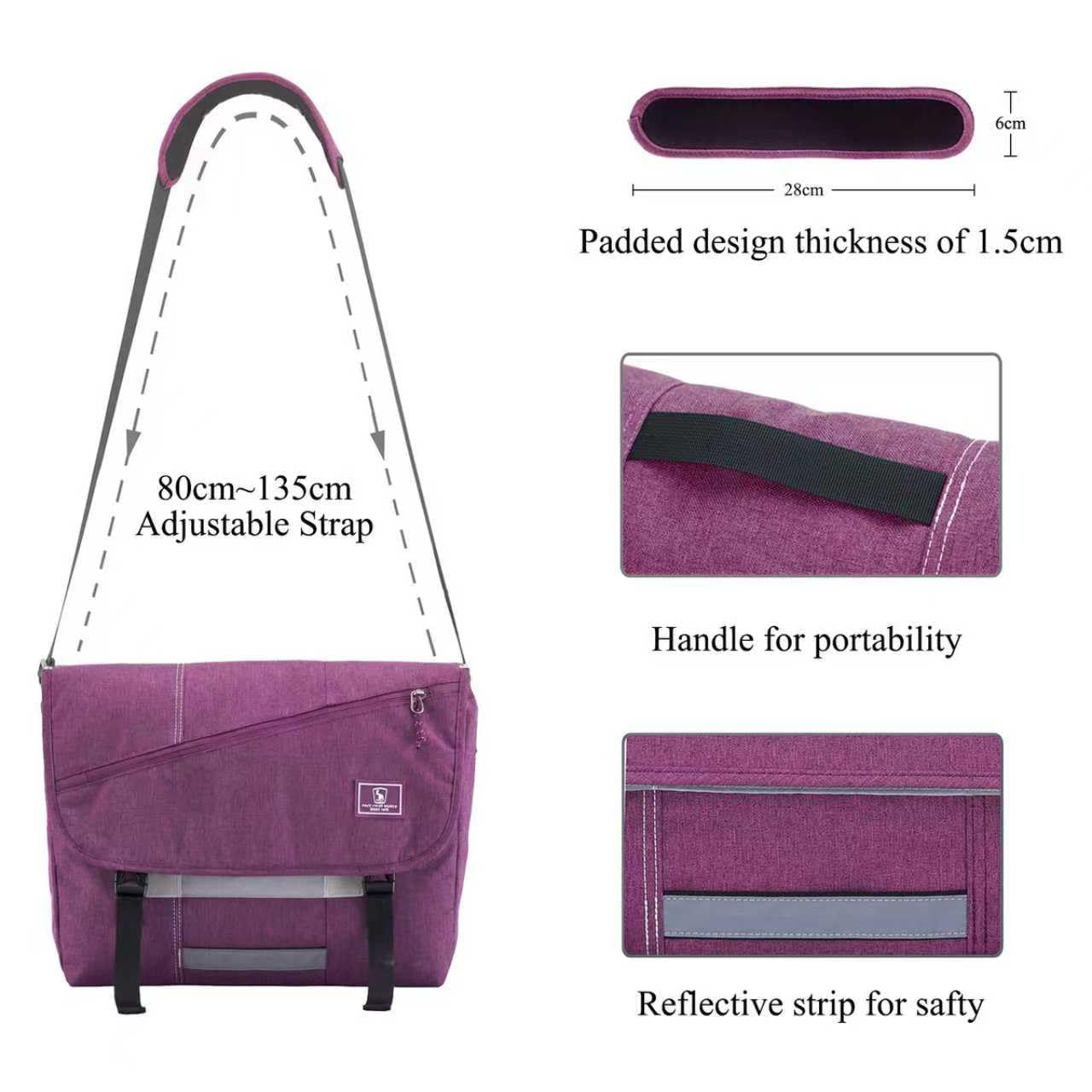 OIWAS Messenger Bags Borsa messenger laptop 15,6 pollici viola
