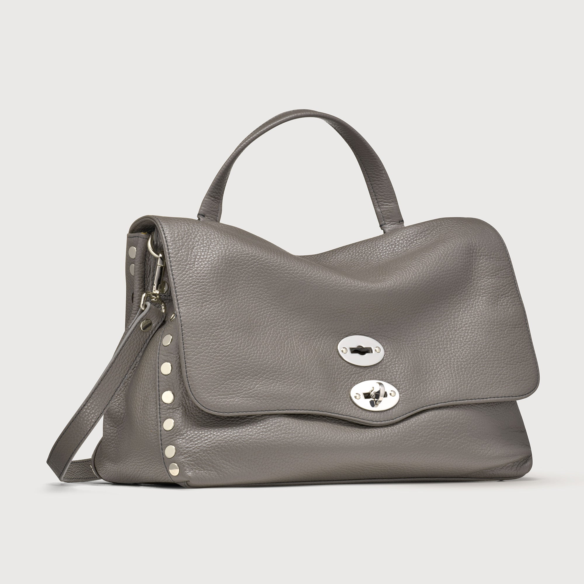 Zanellato Postina® M borsa grigia Montebianco in pelle martellata