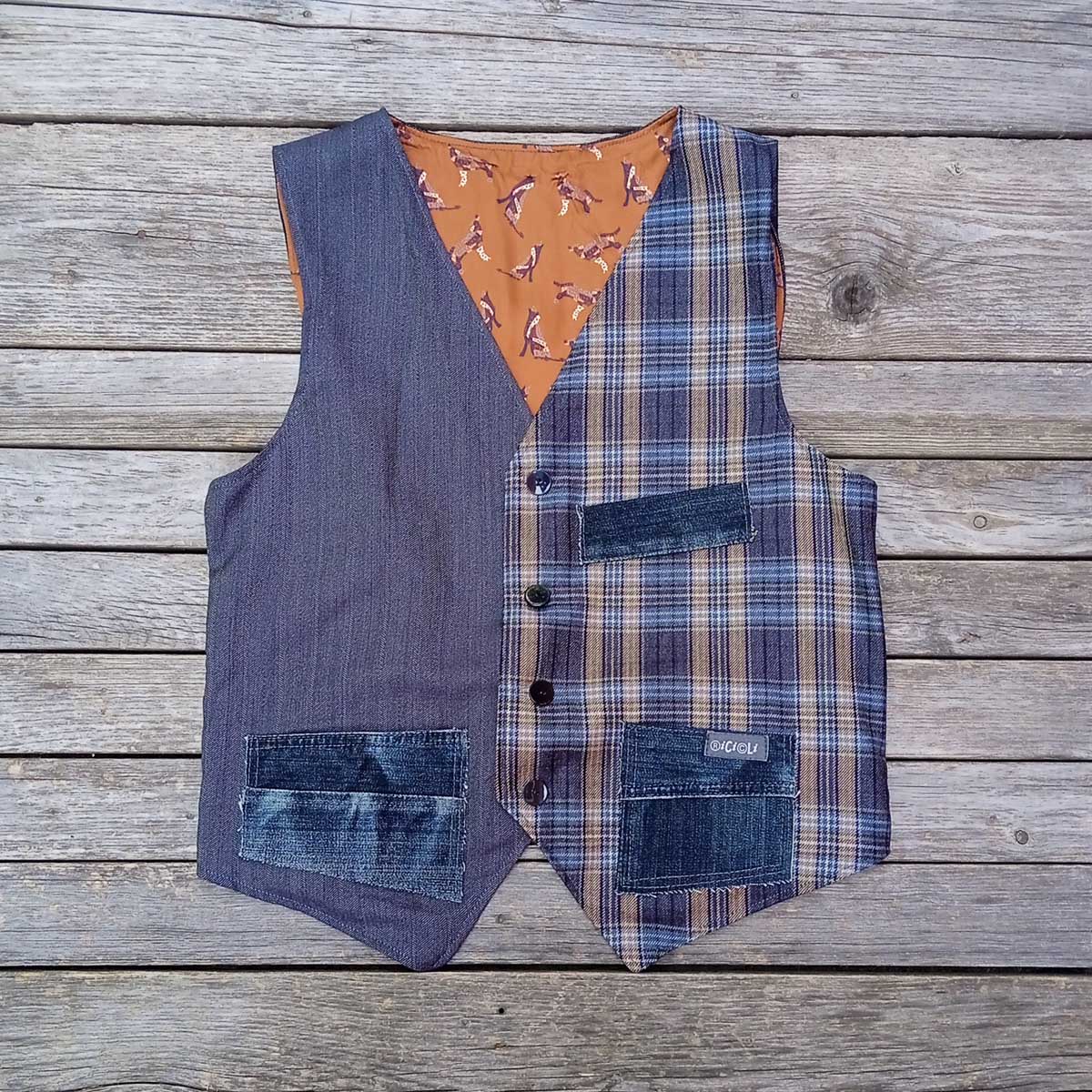 Ricicli Design Abbigliamento Gilet double face n°16 Tg.M regolabile