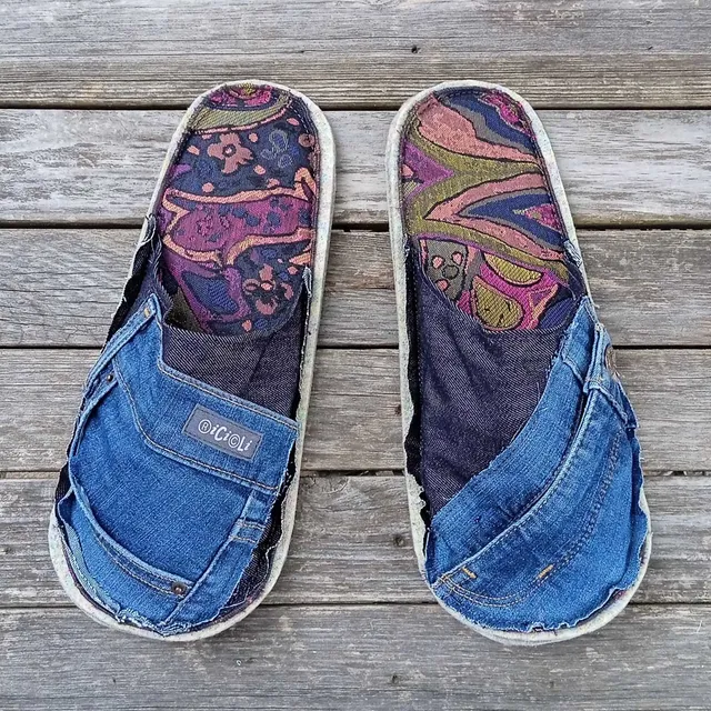 Ricicli Design Accessori Ciabatte tg.45-47 n°08 ciabatte XL jeans