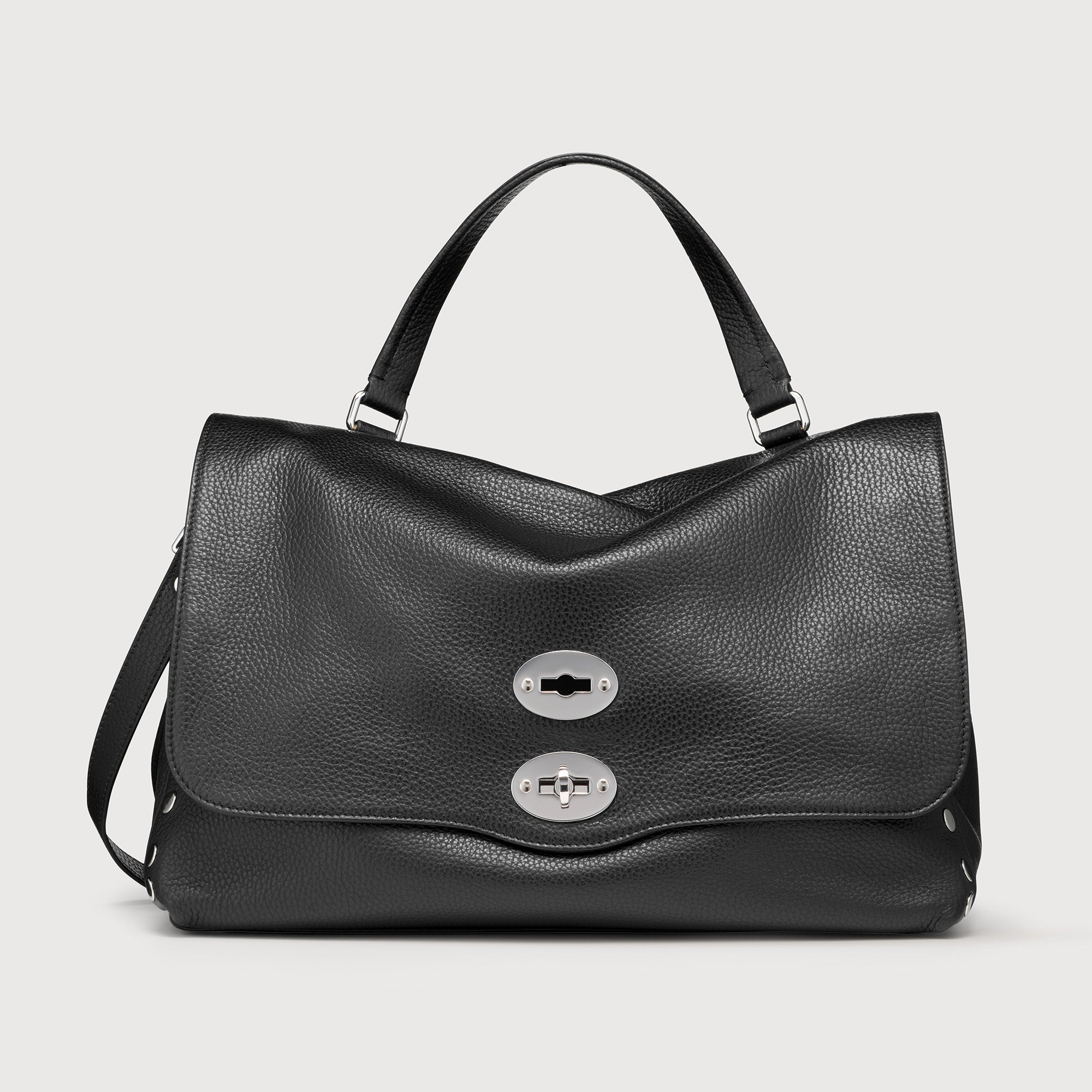 Zanellato Postina® M borsa nera in pelle martellata