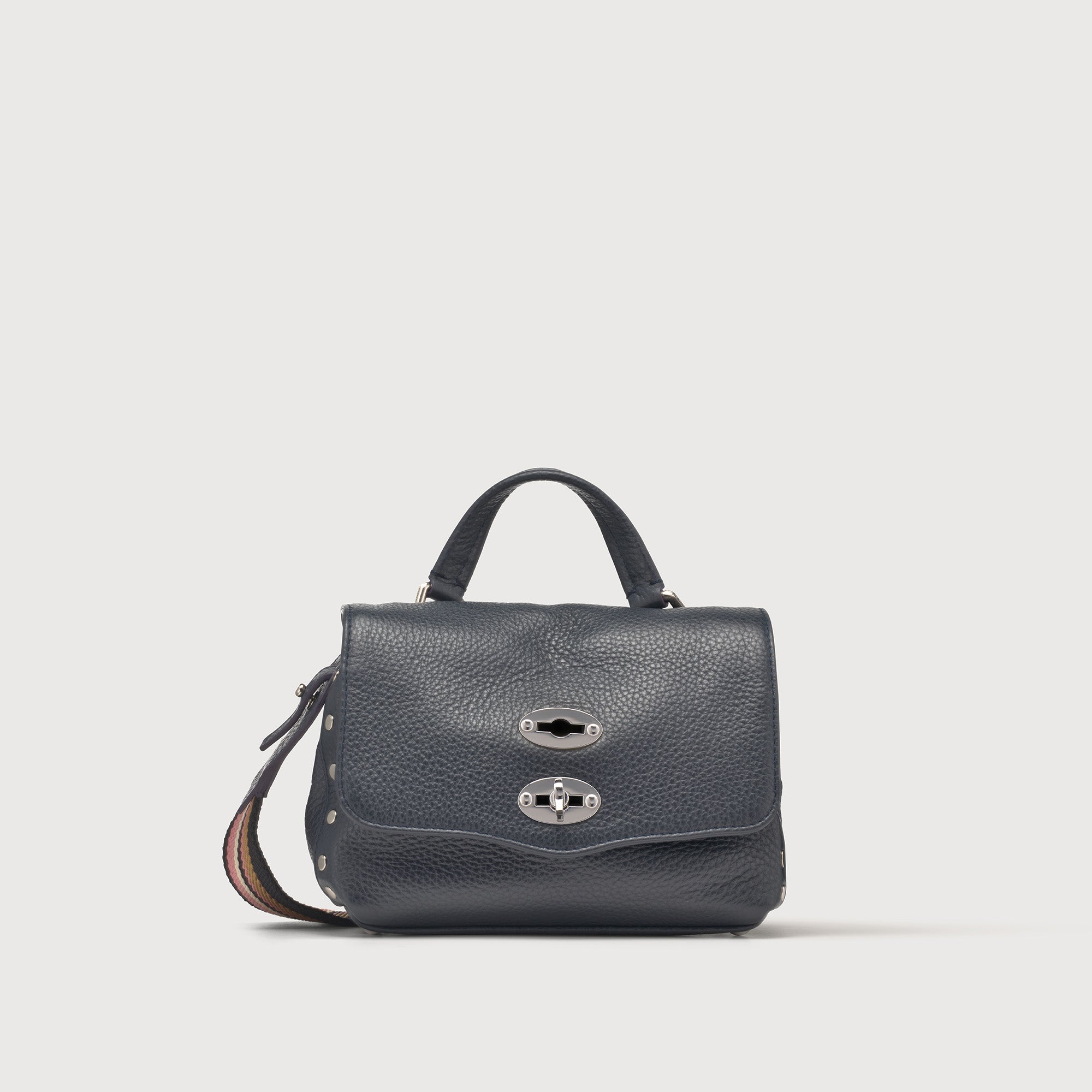 Zanellato Postina® BABY borsa a mano blu navy in pelle martellata