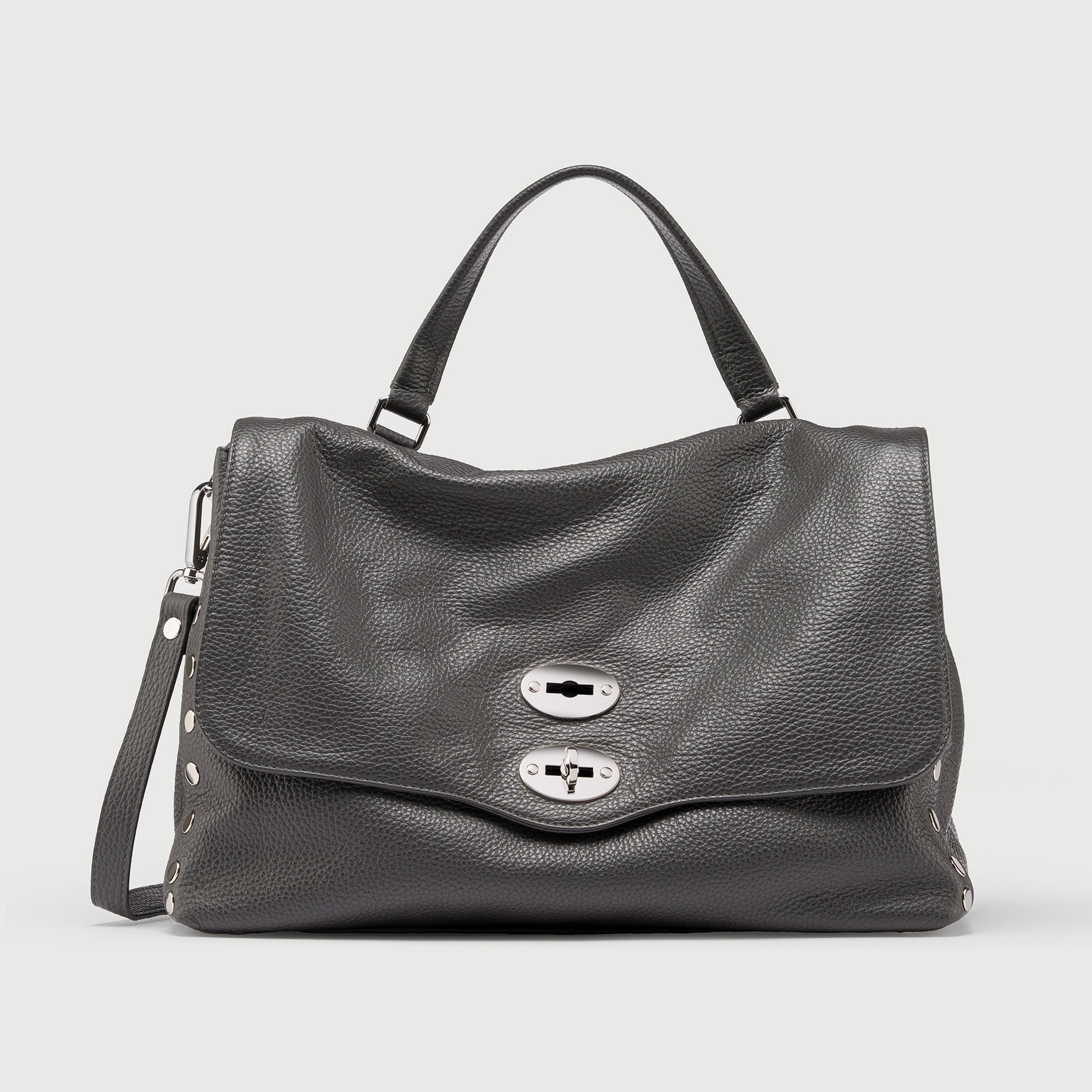 Zanellato Postina® M borsa a tracolla grigio Vulcano in pelle martellata