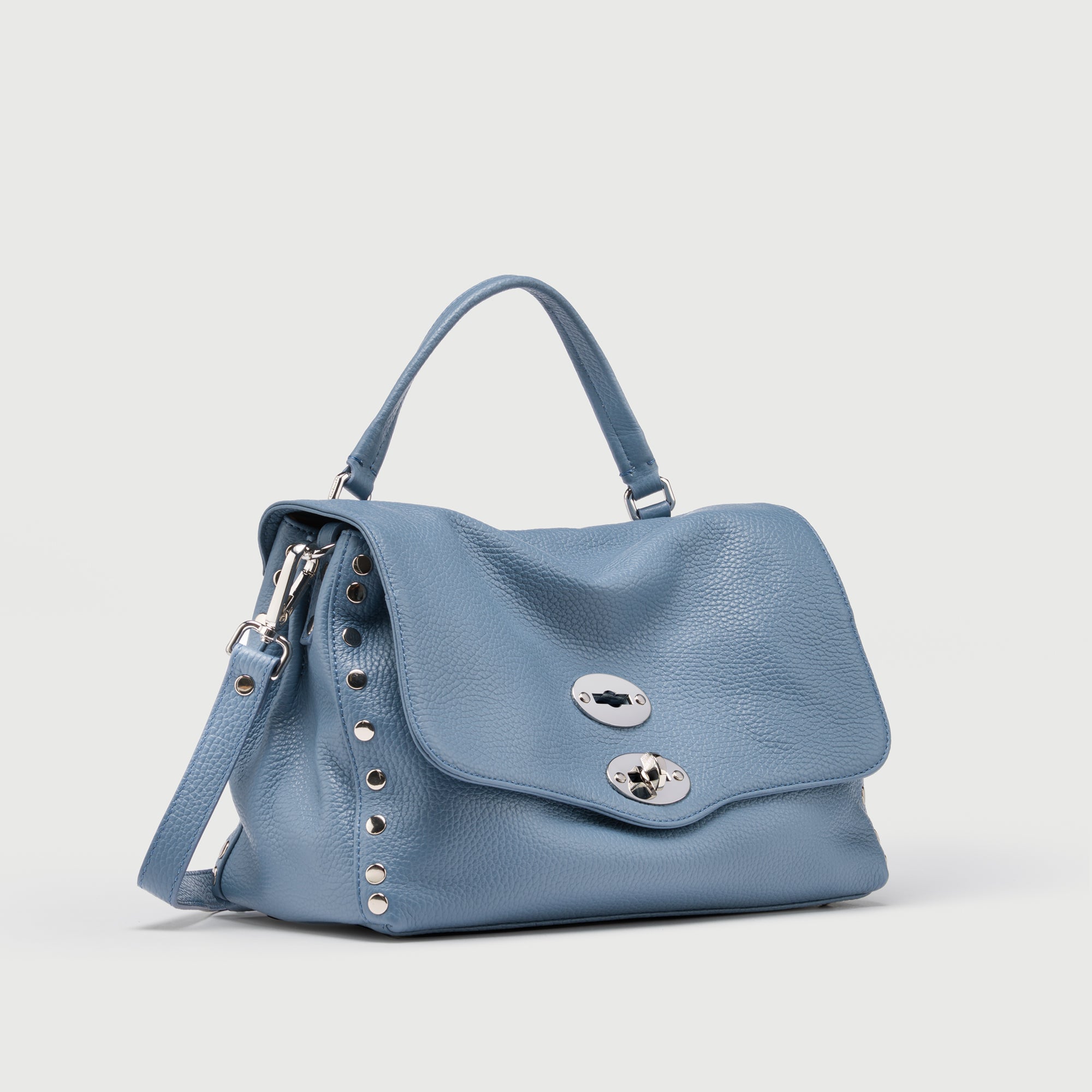 Zanellato Postina® S borsa blu pelle martellata idrorepellente