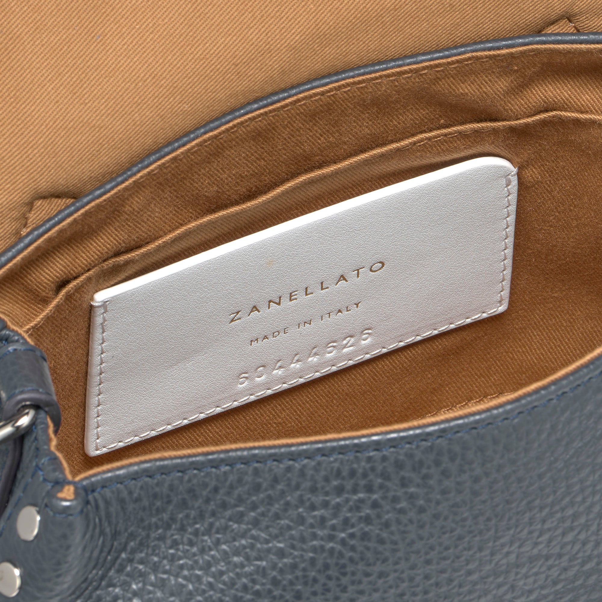 Zanellato Postina® BABY borsa a mano blu navy in pelle martellata