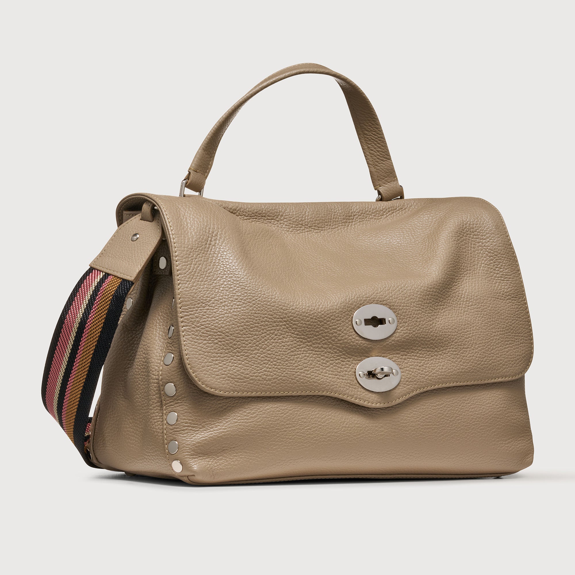 Zanellato Postina® M borsa grigia in pelle martellata idrorepellente