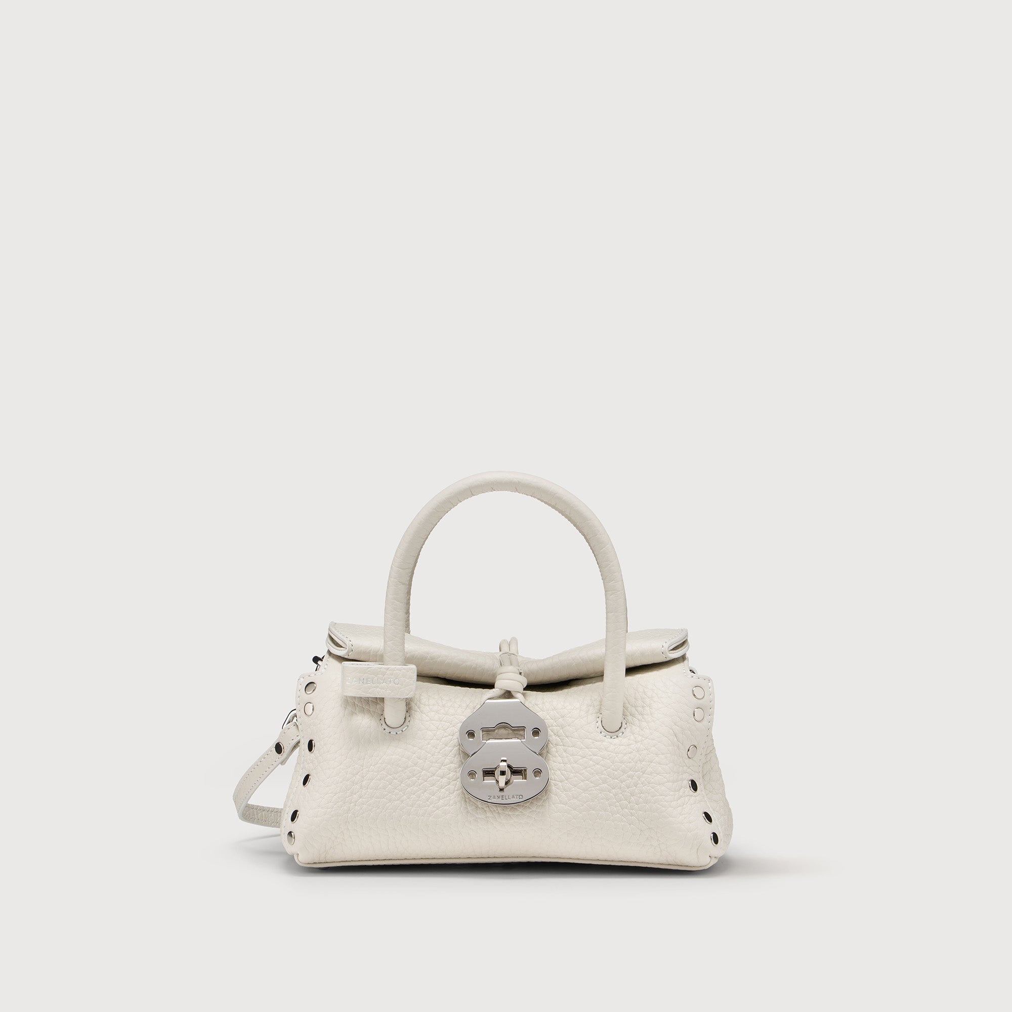 Zanellato Dotta® Baby in White D'Alba borsa in pelle martellata