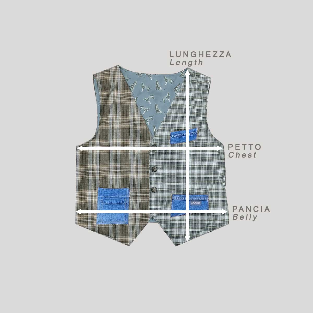 Ricicli Design Abbigliamento Gilet double face n°08 Tg.XS regolabile